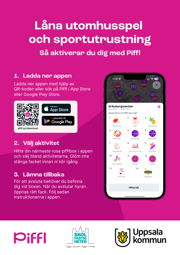 Illustration över mobilapplikation där man kan låna aktivitetsutrustning.