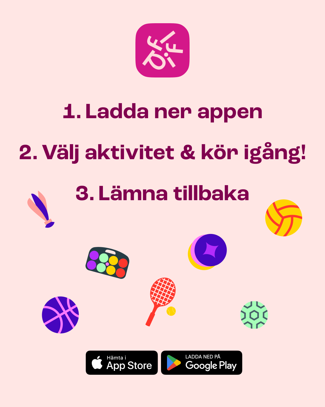 Illustration över mobilapplikation där man kan låna aktivitetsutrustning.